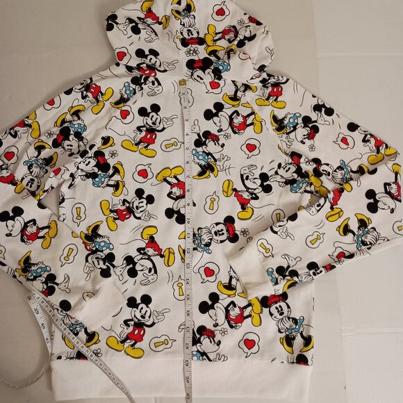 Disney Minnie & Mickey Mouse All-Over Print White Lightweight Hoodie Women’s S - Picture 11 of 14
